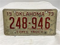 1973 OKLAHOMA Auto License Plate Tag
