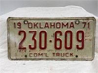 1971 OKLAHOMA Auto License Plate Tag