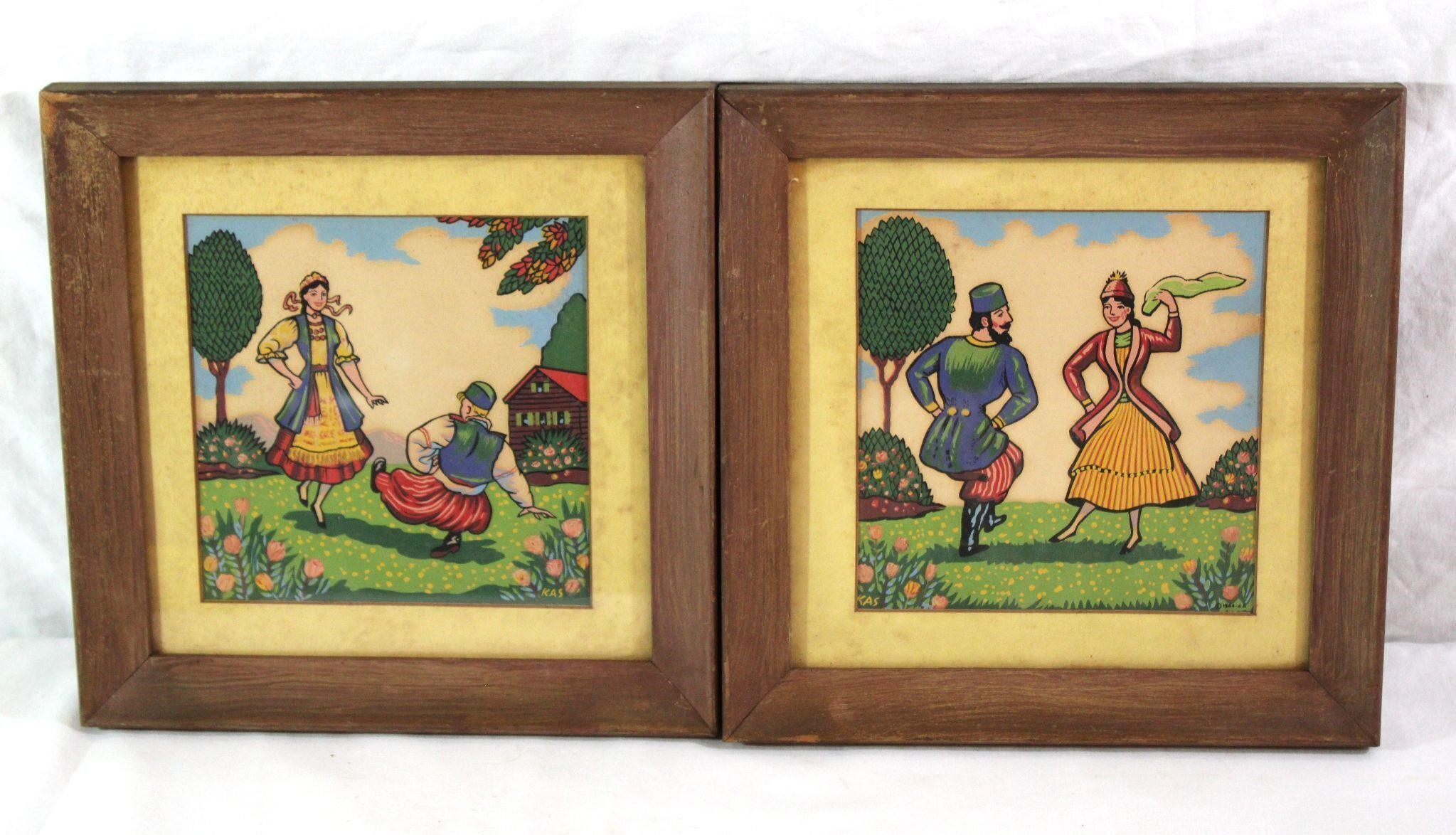Pair Signed 1944 Bavarian Prints by "Kas"