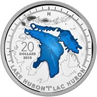 2014 $20 The Great Lakes: Lake Huron - Pure Silver