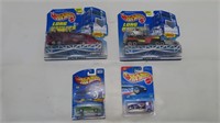 Hot Wheels - 2 Semis with cars, 2 cars