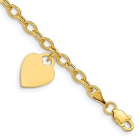 14 Kt- Dangle Heart Bracelet