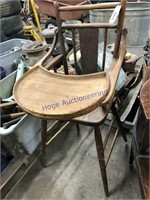 Wood high chair w/ flip tray