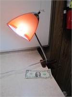Orange Clip On Desk Lamp - Works