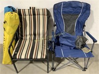 Outdoor Chair & (3) Folding Lawn Chairs