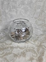 Large Crystal Glass Bowl with Acorns