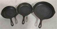 3 Wagner Cast Iron Skillets