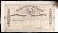 1864 Confederate States $1000 Civil War Loan Bond