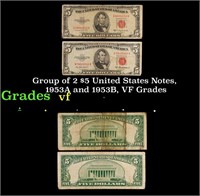 Group of 2 $5 United States Notes, 1953A and 1953B