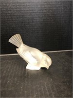 Lalique Sparrow w/head down paperweight