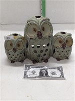 3 tiered owl tea light candle holder