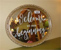 Welcome To Our Beginning Oval Mirror