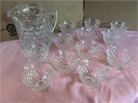 Fostoria 12 punch glass and pitcher and 12