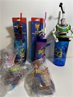 Toy Story 2 sippy cups (3) plus 3 unopened figs