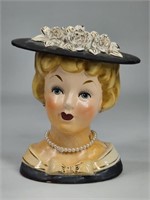 VINTAGE RELPO LADY HEAD VASE