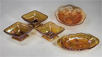 VINTAGE CARNIVAL GLASS COMPOTE & BOWLS