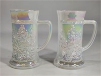 (2) VINTAGE FEDERAL CARNIVAL GLASS MUGS