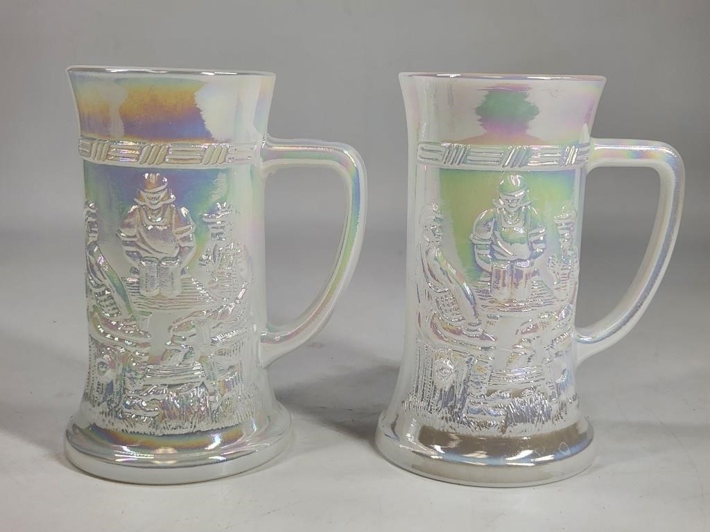 (2) VINTAGE FEDERAL CARNIVAL GLASS MUGS