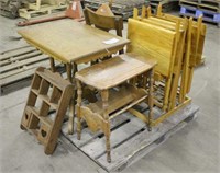 (4) TV Trays w/Stand, Rocking Chair, (2) Tables,