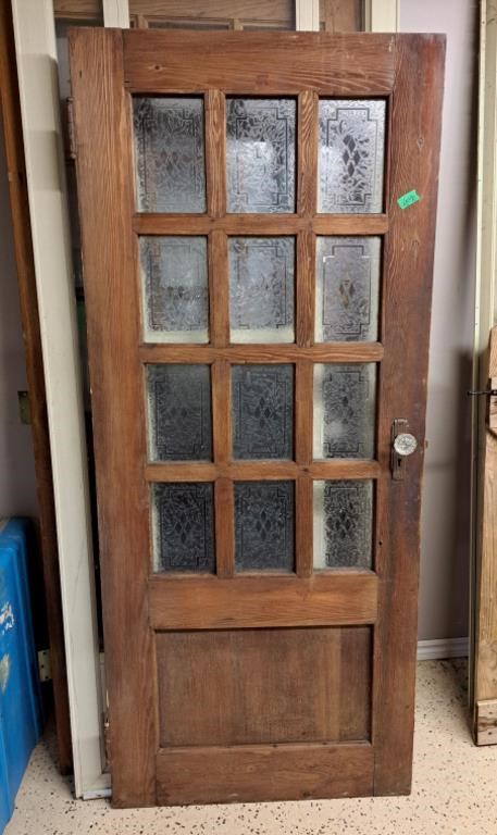 Wood Door w 12 Etched Glass Windows