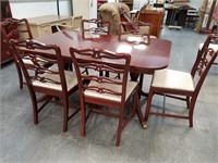 VINTAGE DUNCAN PHYFE STYLE DINING TABLE W 6 CHAIRS