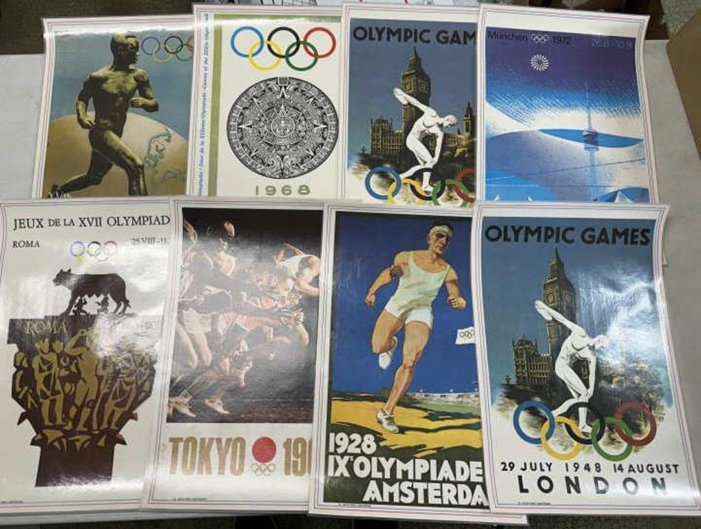 Lot Of 8 Vintage Olympic Posters