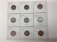 1950D-1958D US Wheat Pennies