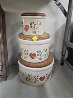 3 Cnt Roseville Pottery w/ Wood Lids