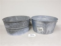 2 Vintage Galvanized Metal Wash Tubs (No Ship)