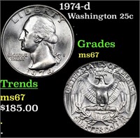 1974-d Washington Quarter 25c Grades GEM++ Unc