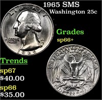 1965 SMS Washington Quarter 25c Grades sp66+