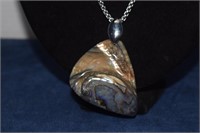 Abalone Oyster Shell Pendant w/ Silver Color