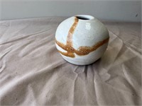 Homemade White and Orange Ceramic Vase