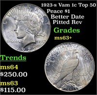 1923-s Vam 1c Top 50 Peace $1 Grades Select+ Unc