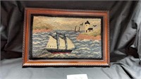 Vintage framed needlepoint Ships/lighthouse