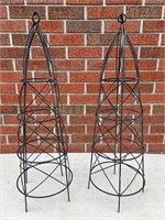 (2) Wrought Iron Flower Pot Vine Climbers