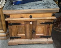 Moden Rustic Wood End Table, 1 Drawer, 2 Door