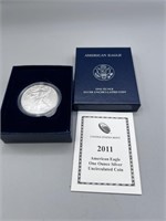 2011-W UNC Silver American Eagle w/ COA