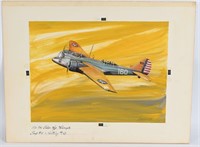 ORIGINAL WATERCOLOR BY BIEDERMAN MARTIN B-10 WW2