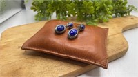 .925 Sterling Silver and Oval Lapis Stud Post