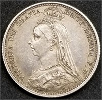 1887 GB/UK Victoria Silver 6 Pence High Grade