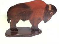 Standing Wood Cut Painted Bison Marx