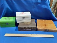Lot Wood Boxes - Cigar  Tea  Paint Box