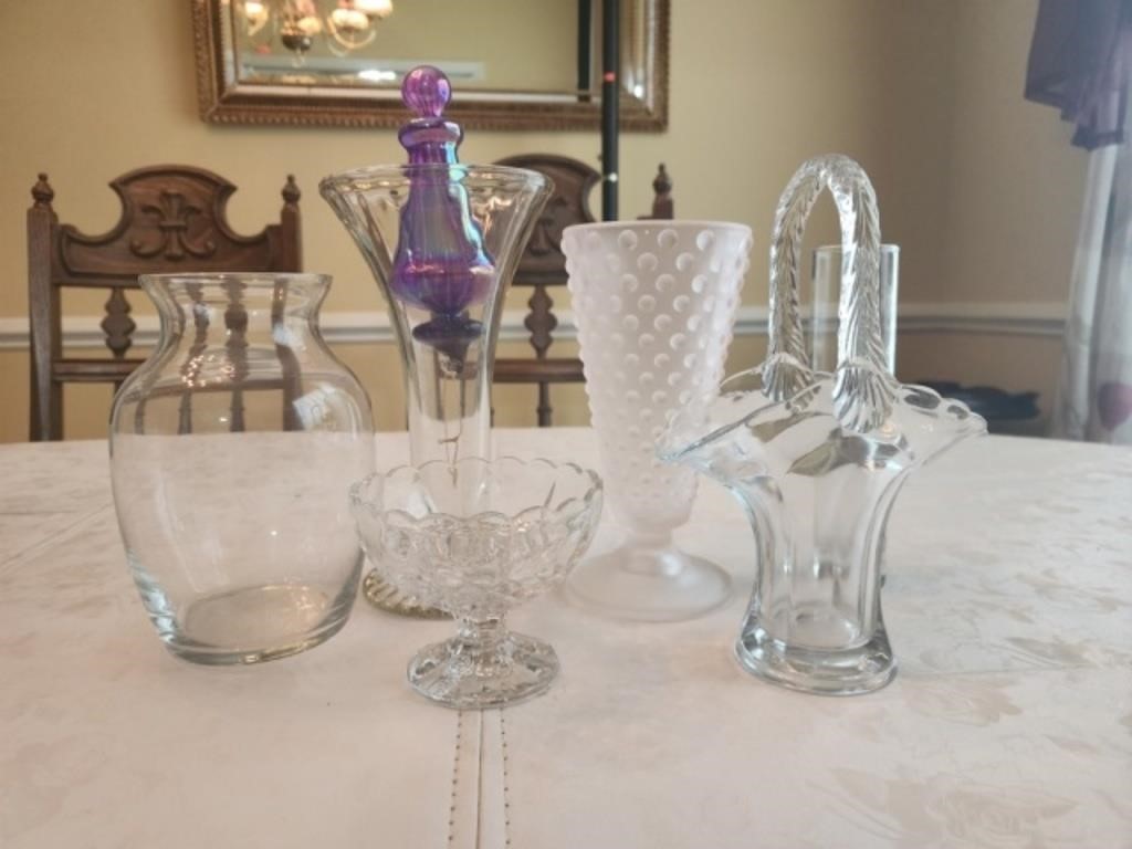 Estate lot of misc glass vases and more