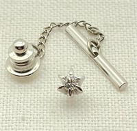 14K White Gold Tie Tac Diamond