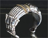 18kt Gold & Sterling custom men' gauntlet bracelet