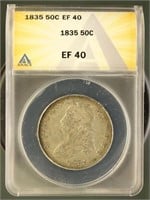 US Coins 1835 Capped Bust Half Dollar EF40 ANACS