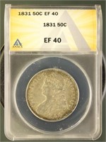 US Coins 1831 Capped Bust Half Dollar EF40  ANACS