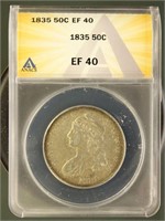 US Coins 1835 Capped Bust Half Dollar EF40 ANACS