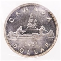 Canada 1951 Silver Dollar MS64 ICCS